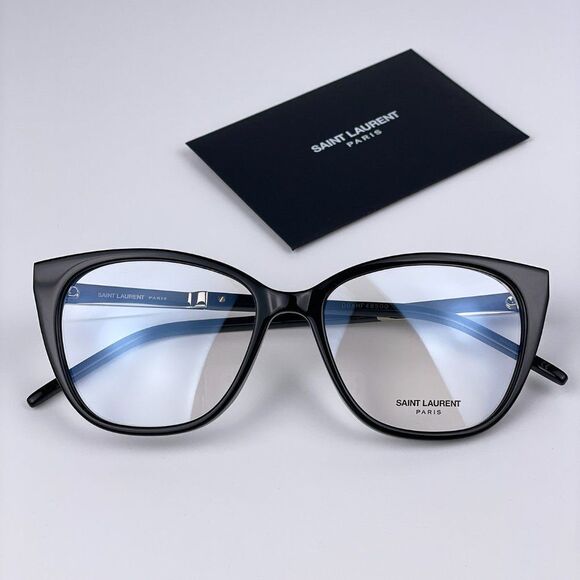 NEW Saint Laurent SLM72 002 Black Cat Eye Blue Block Women Eyeglasses - Picture 1 of 12